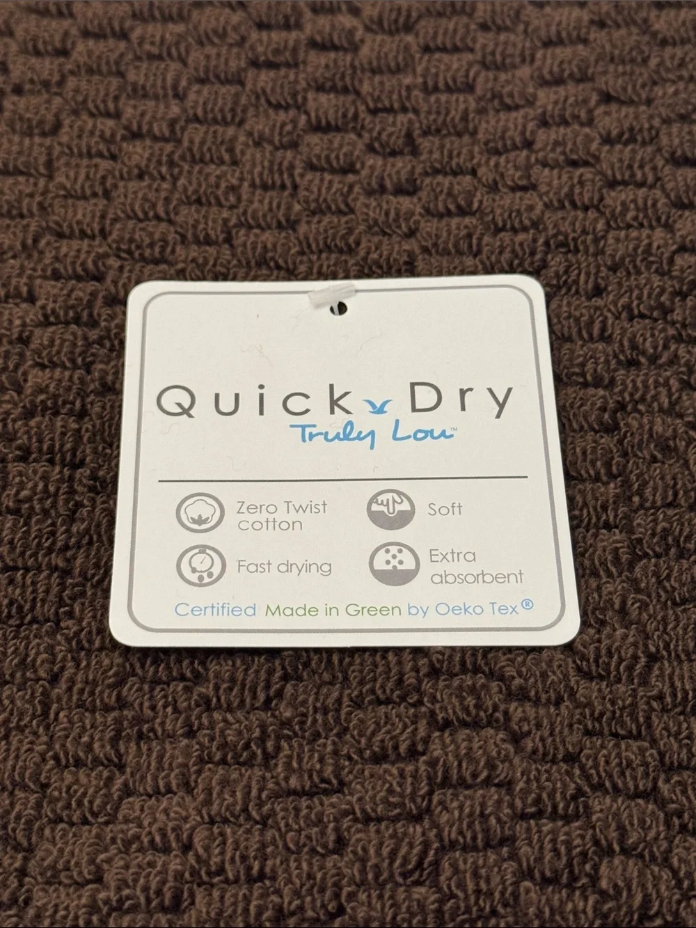 10pc TRULY LOU 100% Cotton Quick Dry Bath Towel Set - HOT FUDGE (Brown)